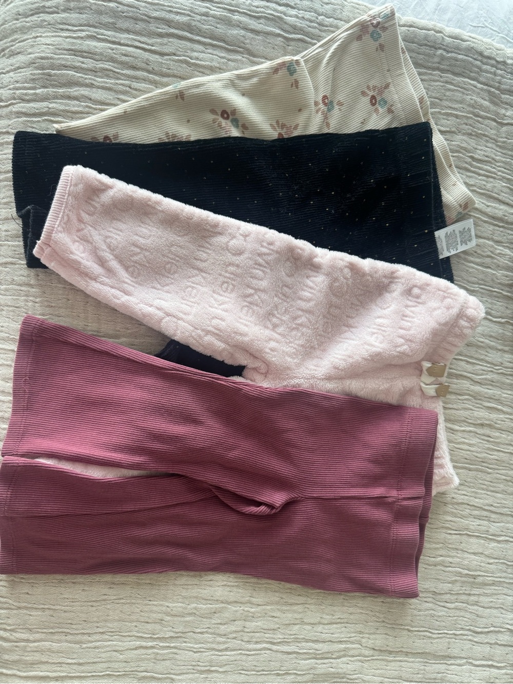 Calvin Klein Girls Ribbed and Plush Leggings Set - Black, Pink, Mauve, Cream